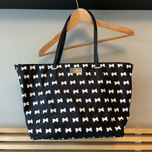 Kate Spade Diaper Bag Black & White with Bow Detail